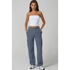 QINSEN Womens Elastic Medium Waist Pocket Sweatpants Fleece Cargo Pants(Slate Blue)