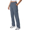 QINSEN Womens Elastic Medium Waist Pocket Sweatpants Fleece Cargo Pants(Slate Blue)