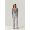 QINSEN Women’s Long Sleeve Bodysuit V Neck Body Suits Seamed Cup Going Out Tops Shirt(Plaid)