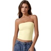 QINSEN Women’s Tube Tops Strapless Bandeau Tops Double Lined Slim Fit Summer Going Out Tank Tops(Baby Yellow)