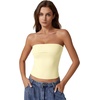QINSEN Women’s Tube Tops Strapless Bandeau Tops Double Lined Slim Fit Summer Going Out Tank Tops(Baby Yellow)
