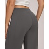 QINSEN Women’s Wide Leg Yoga Pants High Waisted Zipper Pockets Stretchy Palazzo Pants with Drawstring Hem(Dark Grey)