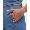 QINSEN Women’s Wide Leg Yoga Pants High Waisted Zipper Pockets Stretchy Palazzo Pants with Drawstring Hem(Haze Blue)