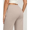 QINSEN Women’s Wide Leg Yoga Pants High Waisted Zipper Pockets Stretchy Palazzo Pants with Drawstring Hem(Light Khaki)