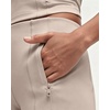 QINSEN Women’s Wide Leg Yoga Pants High Waisted Zipper Pockets Stretchy Palazzo Pants with Drawstring Hem(Light Khaki)