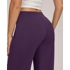 QINSEN Women’s Wide Leg Yoga Pants High Waisted Zipper Pockets Stretchy Palazzo Pants with Drawstring Hem(Purple)