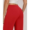 QINSEN Women’s Wide Leg Yoga Pants High Waisted Zipper Pockets Stretchy Palazzo Pants with Drawstring Hem(Red)