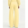 QINSEN Women’s Wide Leg Yoga Pants High Waisted Zipper Pockets Stretchy Palazzo Pants with Drawstring Hem(Yellow)