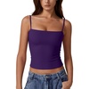 QINSEN Women’s Double Lined Basic Tank Top Adjustable Spaghetti Straps Sleeveless Camisole Shirts(Dark Purple)