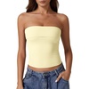 QINSEN Women’s Tube Tops Strapless Bandeau Tops Double Lined Slim Fit Summer Going Out Tank Tops(Baby Yellow)