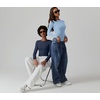 QINSEN Womens Crew Neck Long Sleeve Bodysuit Double Lined Body Suits Basic T-shirt Tops(Navy)