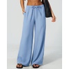 QINSEN Womens Wide Leg Palazzo Pants Wrinkle Resistant Flowy Drape Trousers(Blue Bell)