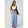 QINSEN Womens Wide Leg Palazzo Pants Wrinkle Resistant Flowy Drape Trousers(Blue Bell)