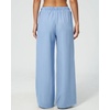 QINSEN Womens Wide Leg Palazzo Pants Wrinkle Resistant Flowy Drape Trousers(Blue Bell)