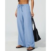 QINSEN Womens Wide Leg Palazzo Pants Wrinkle Resistant Flowy Drape Trousers(Blue Bell)
