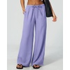 QINSEN Womens Wide Leg Palazzo Pants Wrinkle Resistant Flowy Drape Trousers(Brunnera Blue)