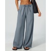 QINSEN Womens Wide Leg Palazzo Pants Wrinkle Resistant Flowy Drape Trousers(Mirage Gray)