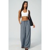 QINSEN Womens Wide Leg Palazzo Pants Wrinkle Resistant Flowy Drape Trousers(Mirage Gray)