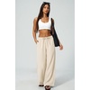 QINSEN Womens Wide Leg Palazzo Pants Wrinkle Resistant Flowy Drape Trousers(Whisper White)