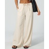 QINSEN Womens Wide Leg Palazzo Pants Wrinkle Resistant Flowy Drape Trousers(Whisper White)