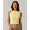 QINSEN Women’s Sexy Open Back Sleeveless Crop Tank High Neck Slim Fit Cropped Tee Shirt Y2k Tops(Light Yellow)