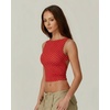 QINSEN Women’s Sexy Open Back Sleeveless Crop Tank High Neck Slim Fit Cropped Tee Shirt Y2k Tops(Red Polka Dots)