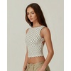 QINSEN Women’s Sexy Open Back Sleeveless Crop Tank High Neck Slim Fit Cropped Tee Shirt Y2k Tops(White Polka Dots)