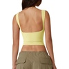 QINSEN Women’s Sexy Open Back Sleeveless Crop Tank High Neck Slim Fit Cropped Tee Shirt Y2k Tops(Light Yellow)