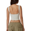 QINSEN Women’s Sexy Open Back Sleeveless Crop Tank High Neck Slim Fit Cropped Tee Shirt Y2k Tops(White Polka Dots)