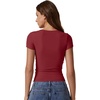 QINSEN Short Sleeve Shirts for Women Round Neck Basic Double Lined Tees Fitted Y2k Crop Tops(Burgundy)