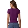 QINSEN Short Sleeve Shirts for Women Round Neck Basic Double Lined Tees Fitted Y2k Crop Tops(Deep Berry)