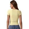 QINSEN Short Sleeve Shirts for Women Round Neck Basic Double Lined Tees Fitted Y2k Crop Tops(Light Yellow)