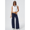 QINSEN Women’s Low Rise Wide Leg Pants Lightweight Stretch Lounge Pants(Admiral)