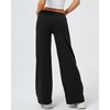 QINSEN Women’s Low Rise Wide Leg Pants Lightweight Stretch Lounge Pants(Black)