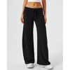 QINSEN Women’s Low Rise Wide Leg Pants Lightweight Stretch Lounge Pants(Black)