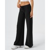 QINSEN Women’s Low Rise Wide Leg Pants Lightweight Stretch Lounge Pants(Black)