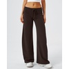 QINSEN Women’s Low Rise Wide Leg Pants Lightweight Stretch Lounge Pants(Mocha Brown)
