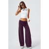 QINSEN Women’s Low Rise Wide Leg Pants Lightweight Stretch Lounge Pants(Purple)