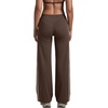 QINSEN Women’s No Front Seam Workout Leggings Stripes Wide Leg Yoag Pants(Mocha Brown)