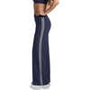 QINSEN Women’s No Front Seam Workout Leggings Stripes Wide Leg Yoag Pants(Navy Blue)