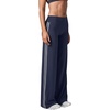 QINSEN Women’s No Front Seam Workout Leggings Stripes Wide Leg Yoag Pants(Navy Blue)