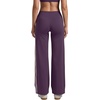 QINSEN Women’s No Front Seam Workout Leggings Stripes Wide Leg Yoag Pants(Purple)